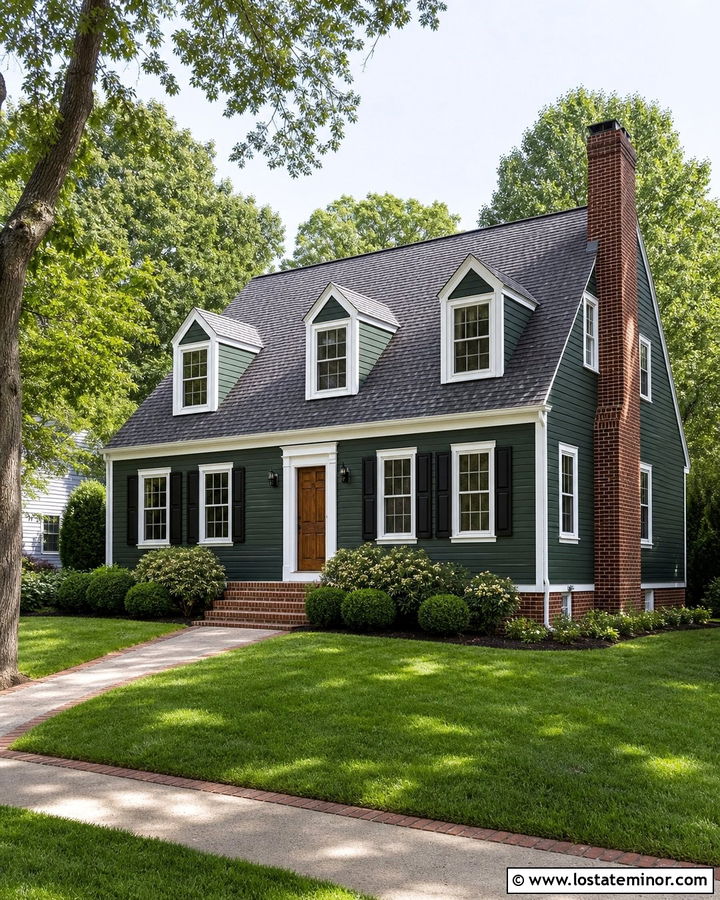 Forest Green House With Red Brick Foundation - 30 Forest Green House Design With Brick Accents Ideas