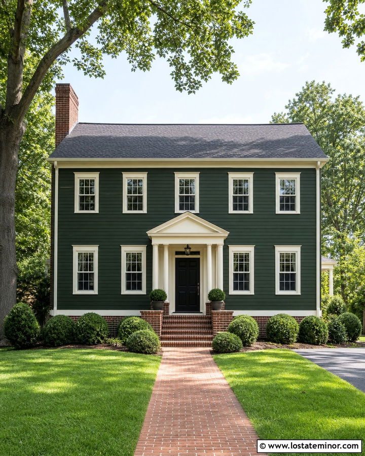 Forest Green House With Red Brick Trim - 30 Forest Green House Design With Trim Ideas