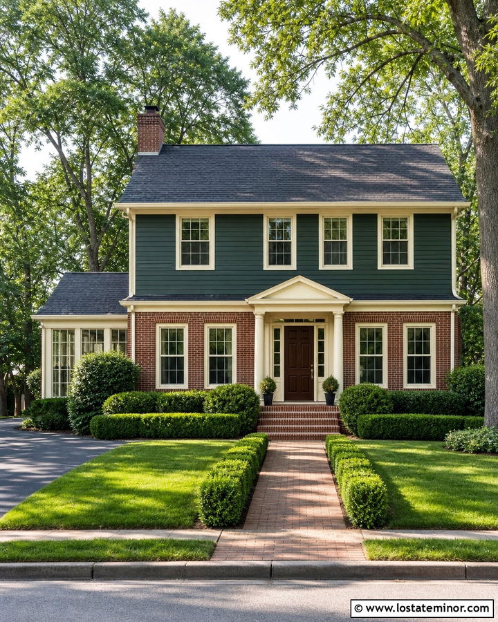 Forest Green House With Red Brick - 30 Forest Green House Design With Accents Ideas