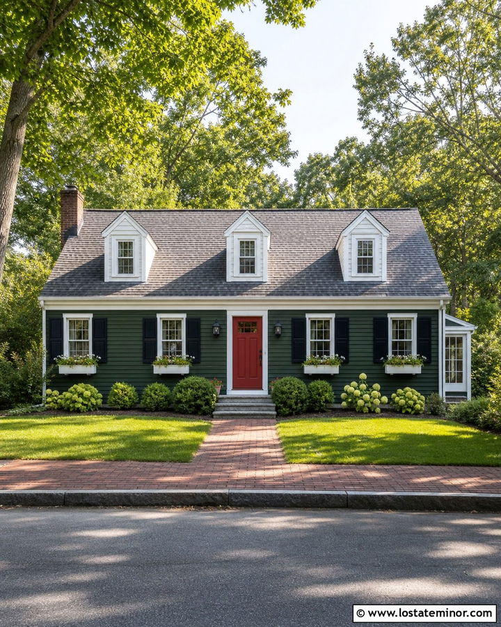 Forest Green House With Red Front Door - 30 Forest Green House Design With Entry Door Ideas