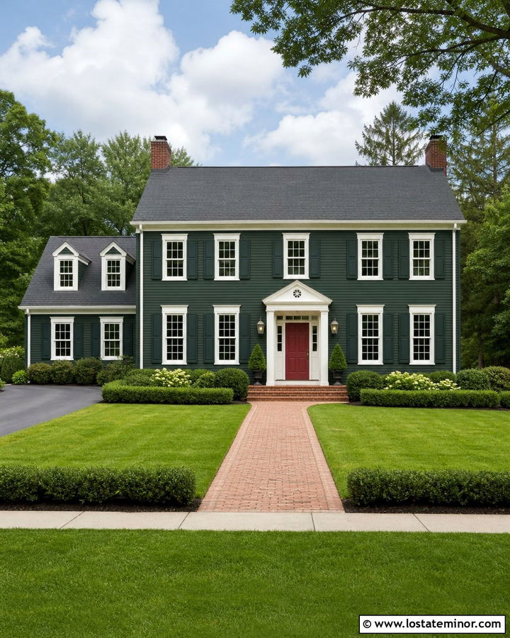 Forest Green House With Red Front Door - 30 Forest Green House Design With Accents Ideas