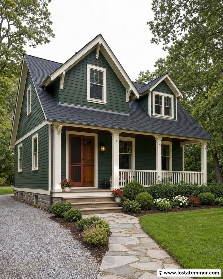 Forest Green House With Red Screen Door - 30 Forest Green House Design With Screen Door Ideas