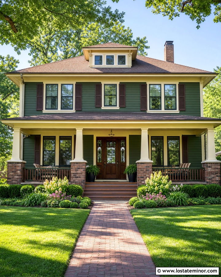 Forest Green House With Rustic Brick Wainscoting - 30 Forest Green House Design With Wainscoting Ideas