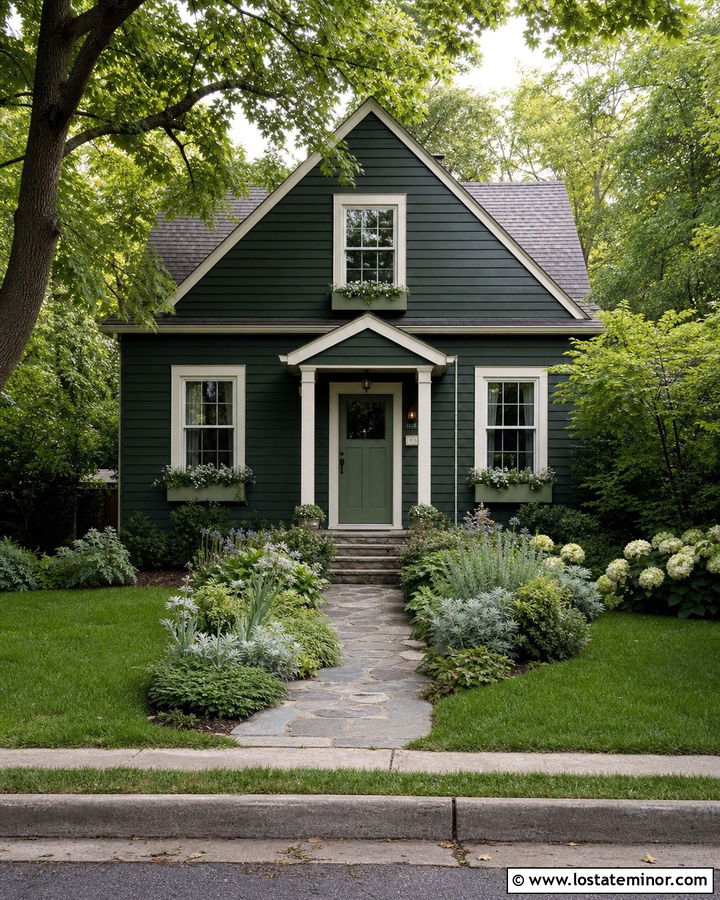 Forest Green House With Sage Front Door - 30 Forest Green House Design With Entry Door Ideas