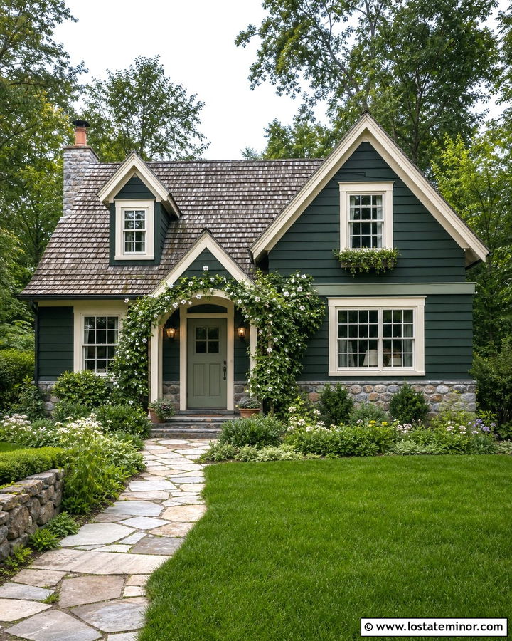 Forest Green House With Sage Green Front Door - 30 Forest Green House Design With Front Door Ideas
