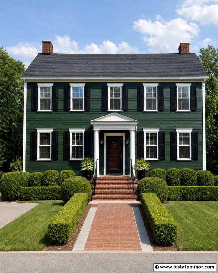 Forest Green House With Screen Door And Black Shutters - 30 Forest Green House Design With Screen Door Ideas