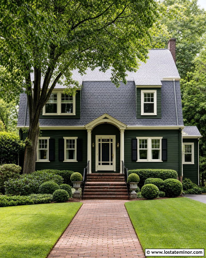 Forest Green House With Screen Door And Brick Steps - 30 Forest Green House Design With Screen Door Ideas
