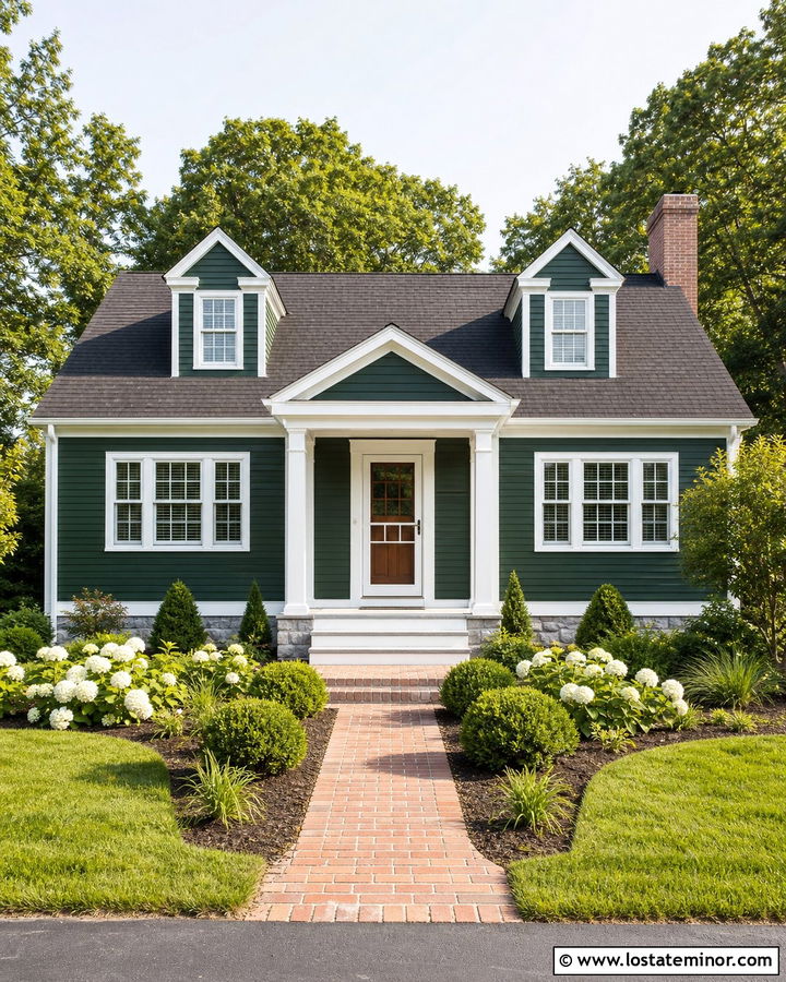 Forest Green House With Screen Door And White Windows - 30 Forest Green House Design With Screen Door Ideas