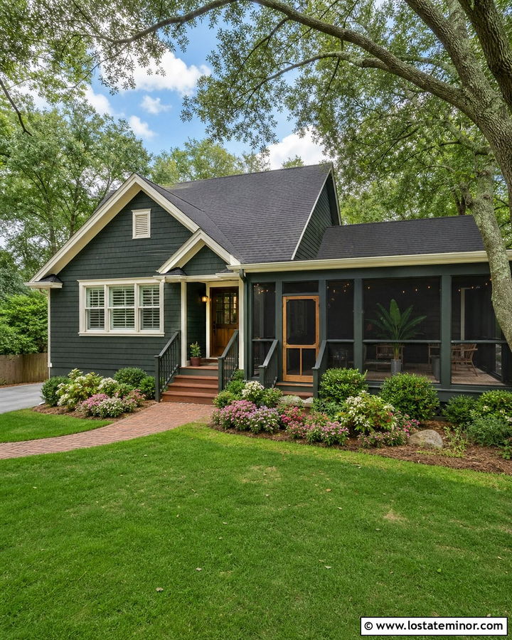 Forest Green House With Screened Deck - 30 Forest Green House Design With Deck Ideas