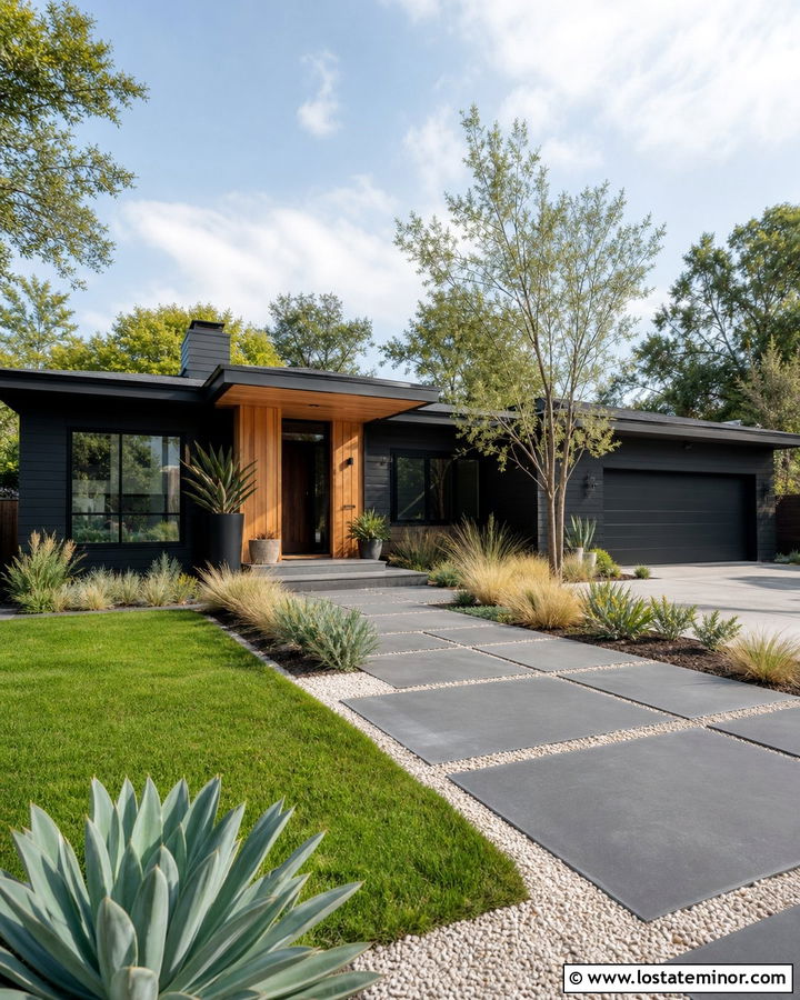 Forest Green House With Slate Walkway - 30 Forest Green House Design With Walkway Ideas