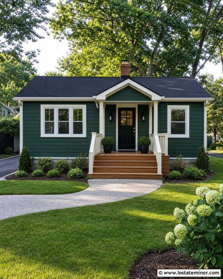 Forest Green House With Small Front Deck - 30 Forest Green House Design With Deck Ideas
