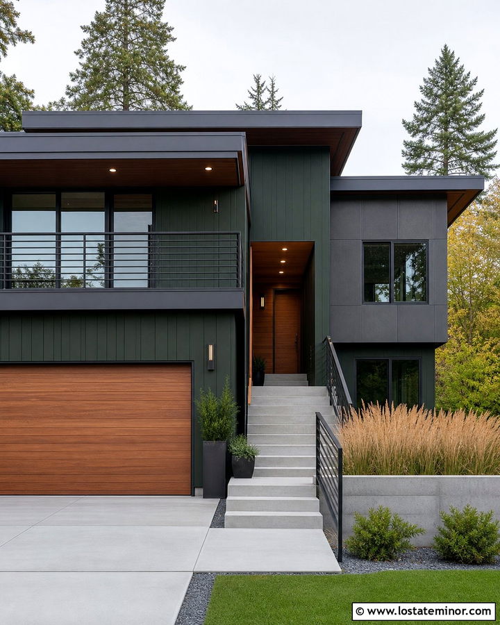 Forest Green House With Stainless Steel Numbers - 30 Forest Green House Design With House Numbers Ideas