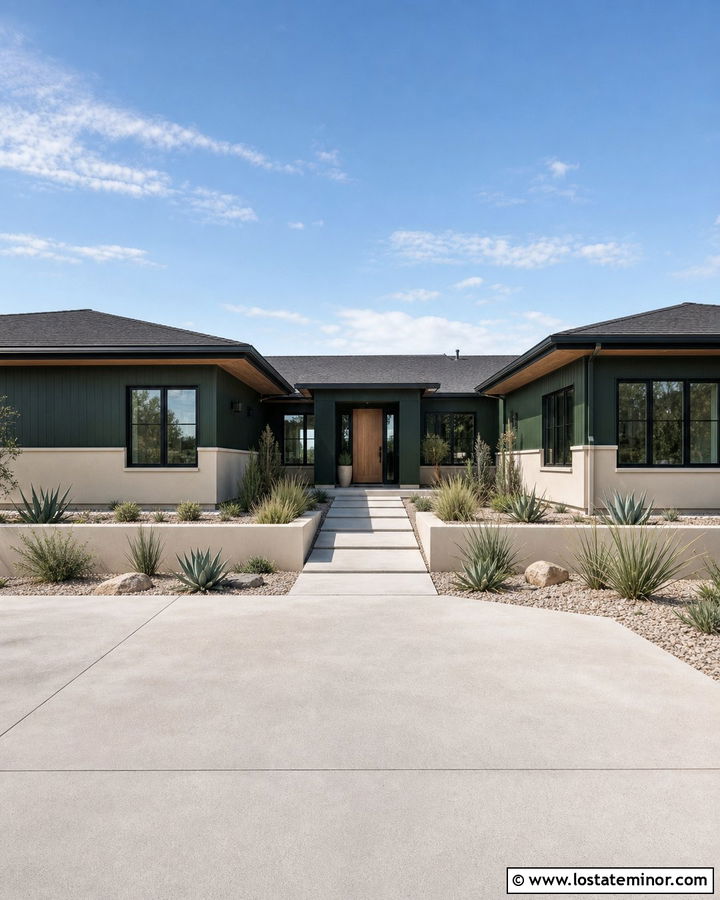 Forest Green House With Stucco Wainscoting - 30 Forest Green House Design With Wainscoting Ideas