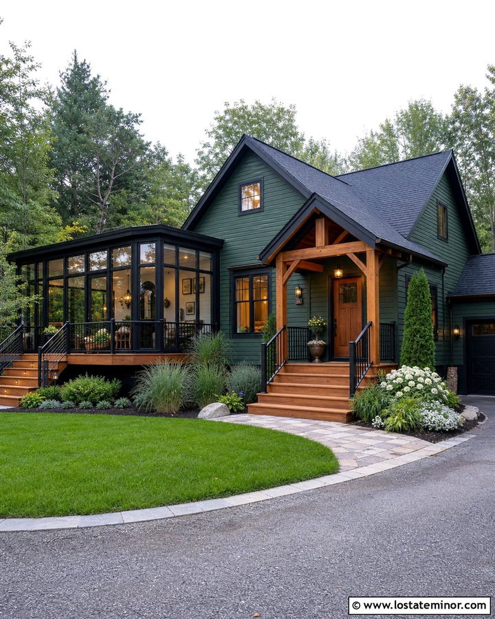 Forest Green House With Sunroom And Deck - 30 Forest Green House Design With Sunroom Ideas