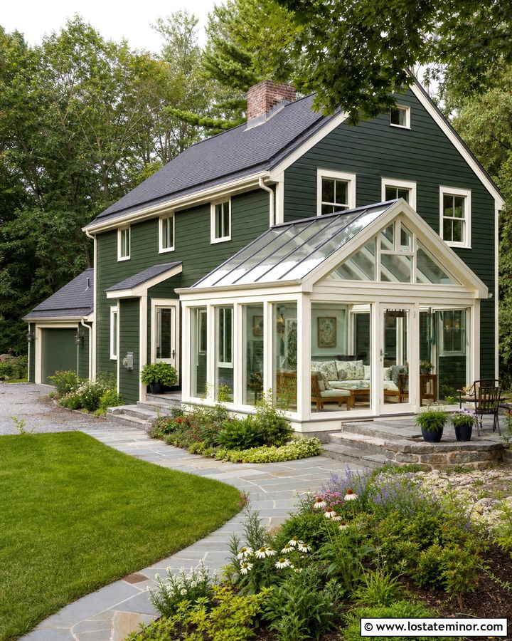Forest Green House With Sunroom Daybed - 30 Forest Green House Design With Daybed Ideas