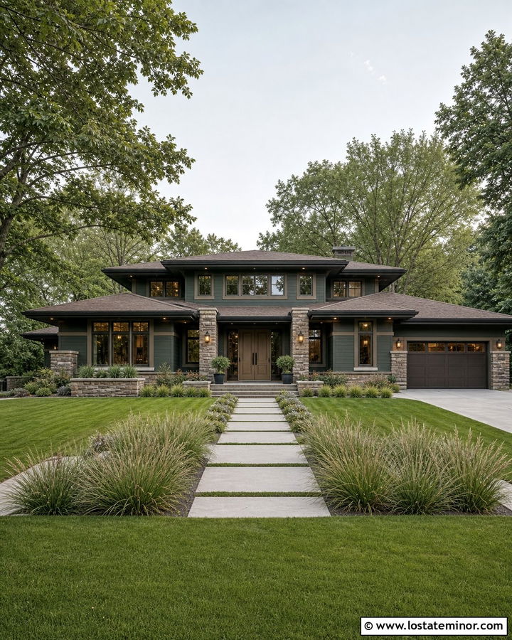 Forest Green House With Taupe Front Door - 30 Forest Green House Design With Entry Door Ideas