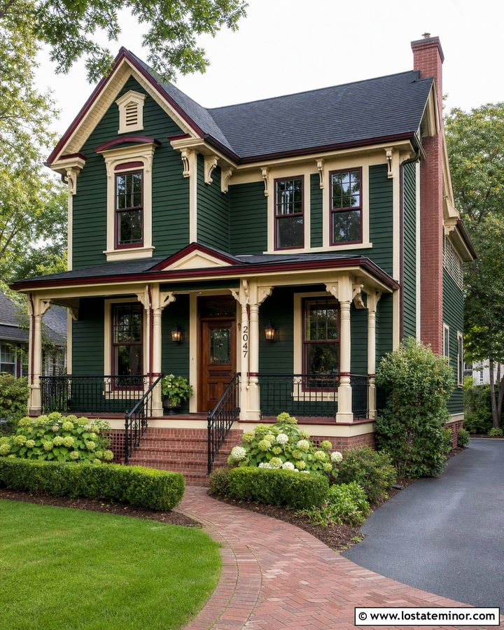 Forest Green House With Traditional Cast Iron Numbers - 30 Forest Green House Design With House Numbers Ideas