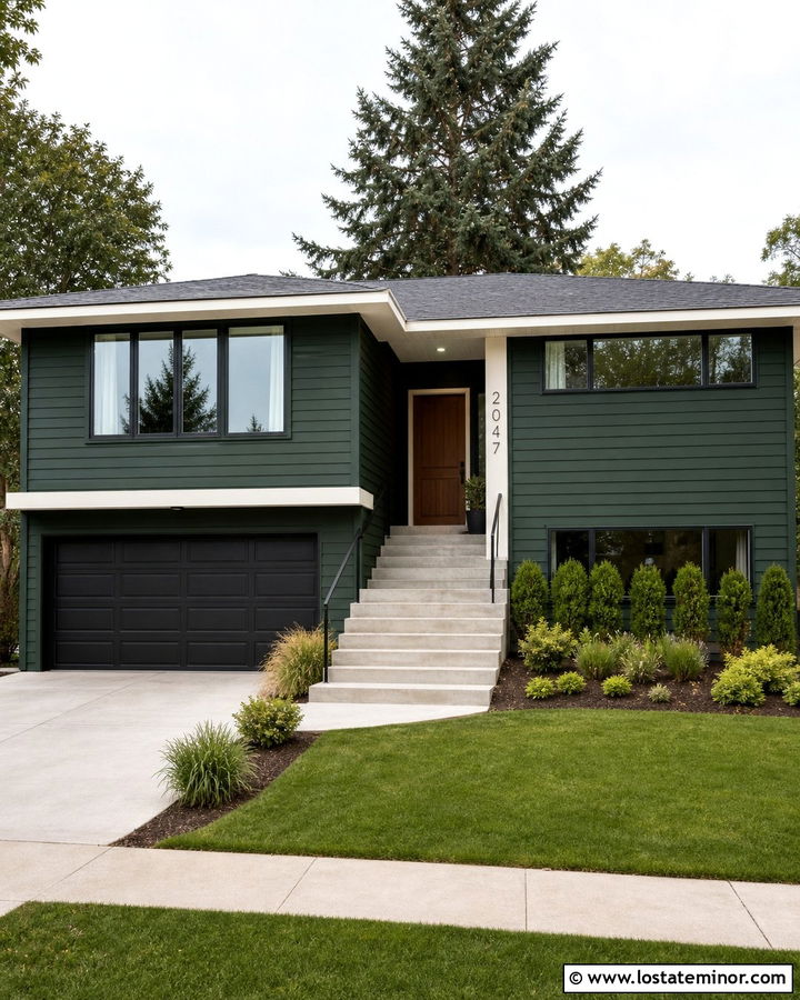 Forest Green House With Vertical House Numbers - 30 Forest Green House Design With House Numbers Ideas