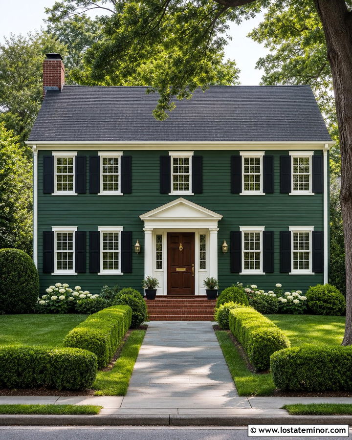 Forest Green House With Walnut Front Door - 30 Forest Green House Design With Entry Door Ideas