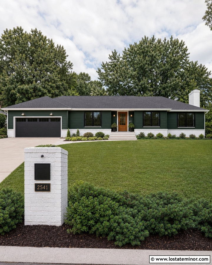Forest Green House With White Brick Mailbox - 30 Forest Green House Design With Mailbox Ideas