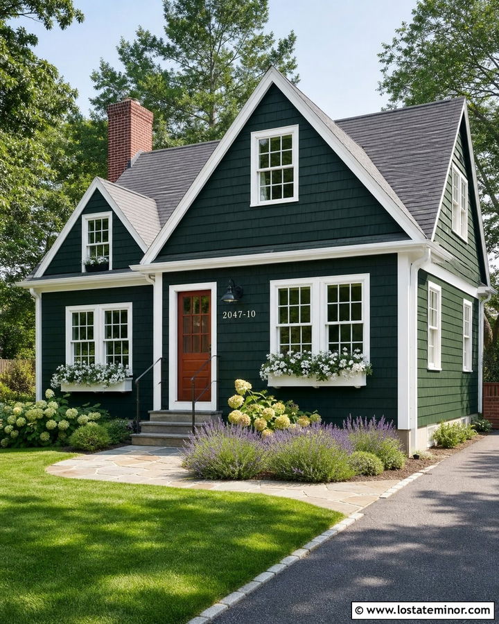 Forest Green House With White Enamel Numbers - 30 Forest Green House Design With House Numbers Ideas