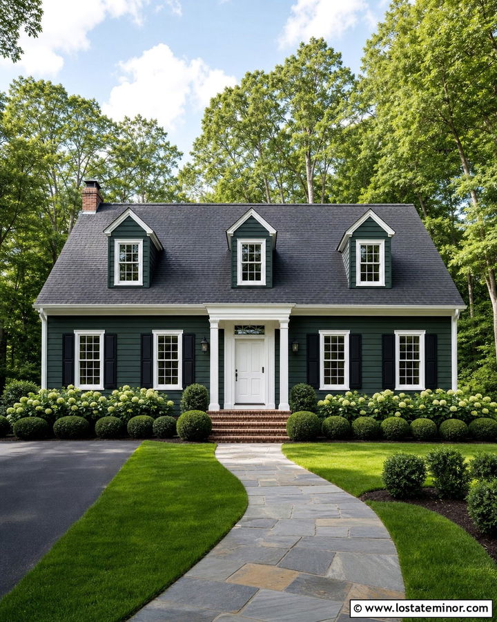 Forest Green House With White Front Door - 30 Forest Green House Design With Front Door Ideas