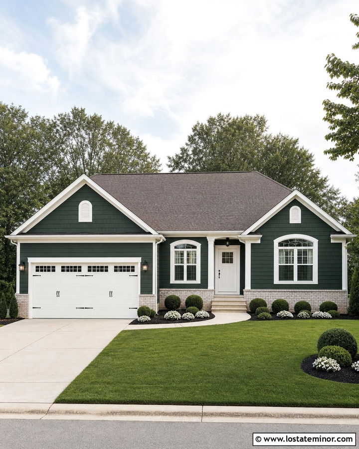 Forest Green House With White Front Door - 30 Forest Green House Design With Entry Door Ideas