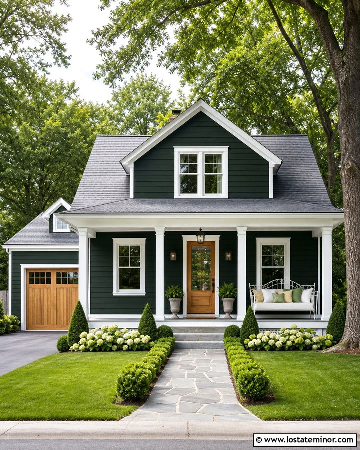 Forest Green House With White Metal Daybed - 30 Forest Green House Design With Daybed Ideas