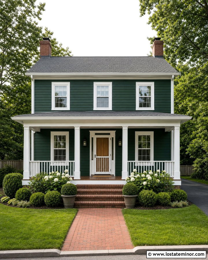 Forest Green House With White Screen Door - 30 Forest Green House Design With Screen Door Ideas