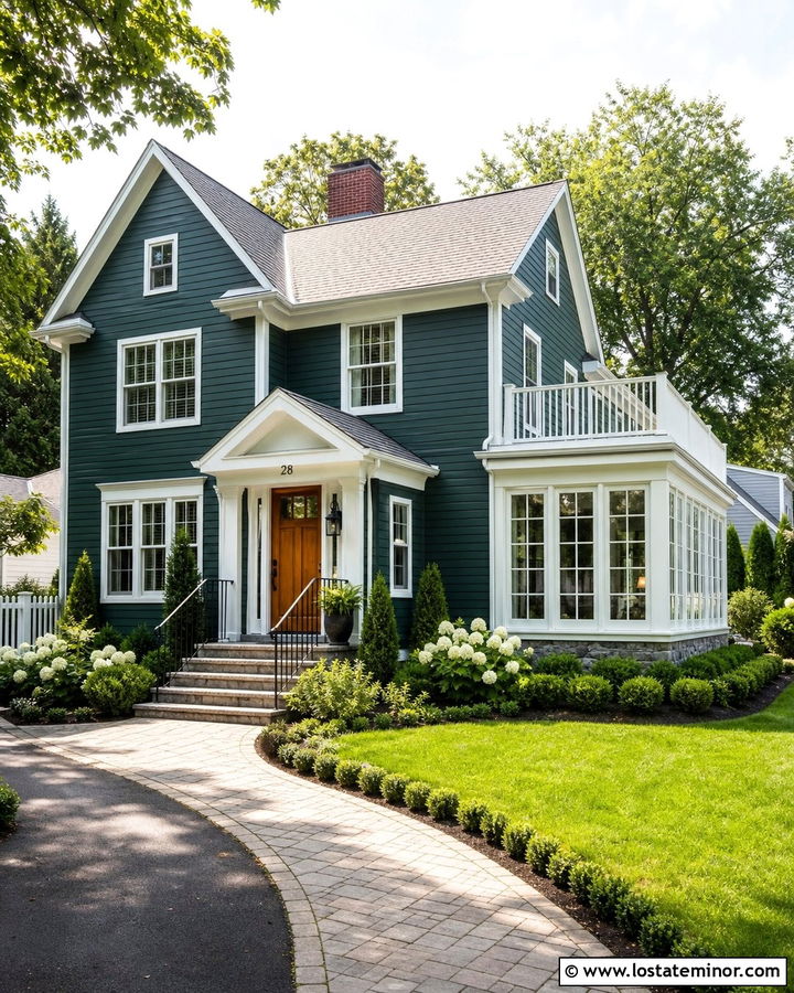 Forest Green House With White Sunroom - 30 Forest Green House Design With Sunroom Ideas