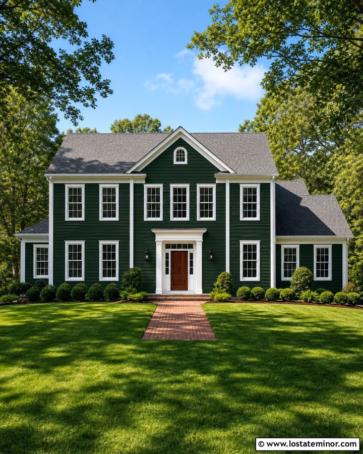 Forest Green House With White Trim - 30 Forest Green House Design With Accents Ideas