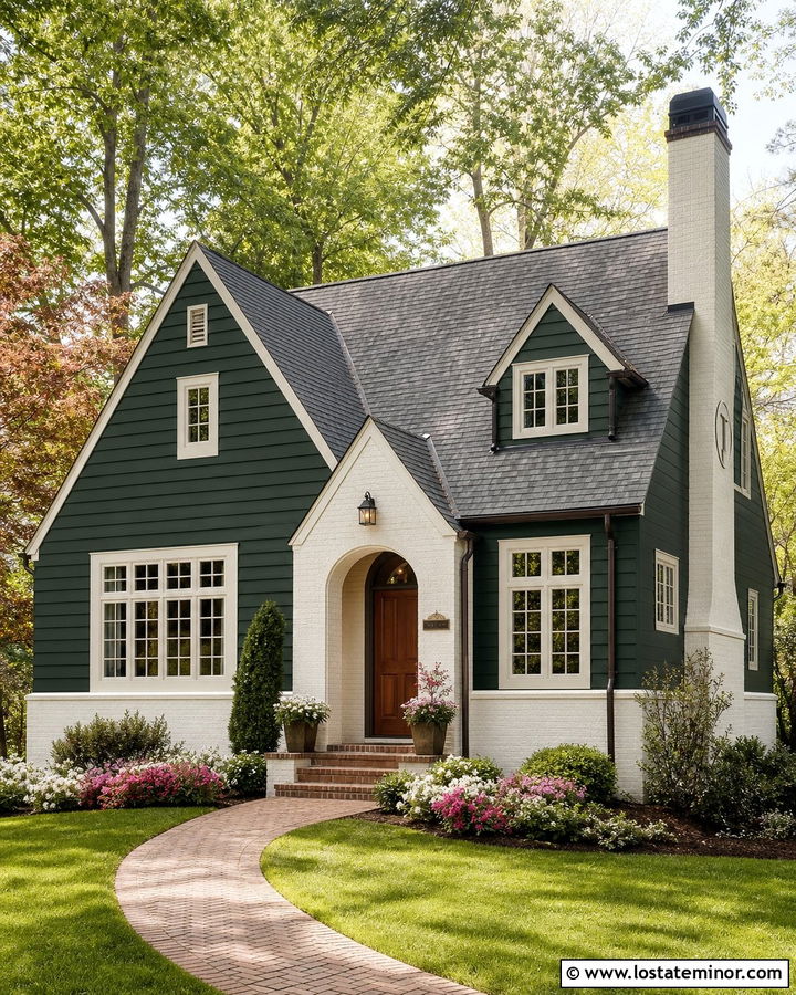Forest Green House With Whitewashed Brick - 30 Forest Green House Design With Brick Accents Ideas
