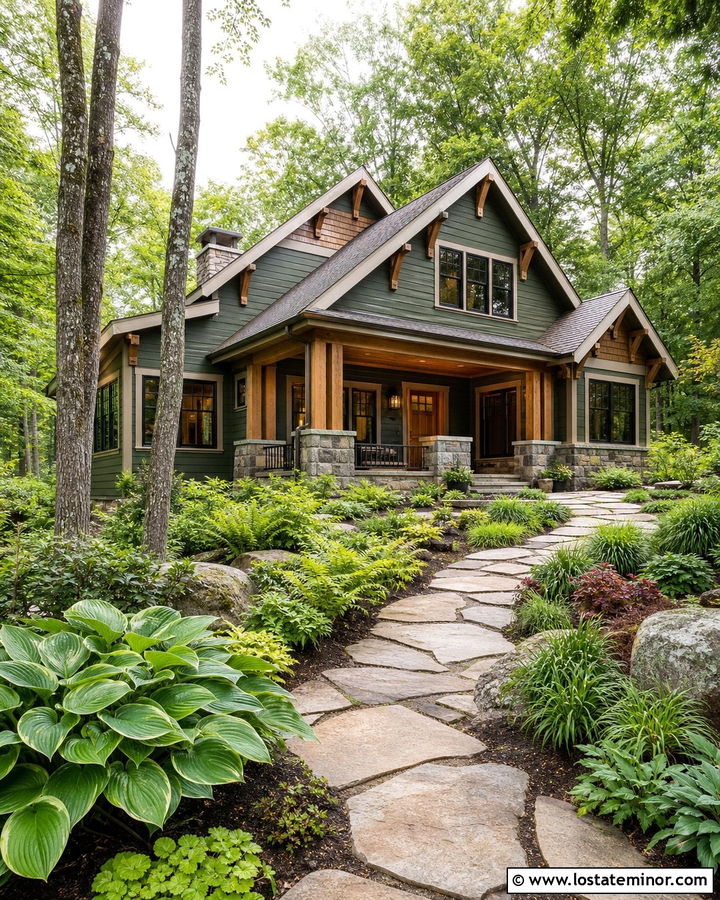 Forest Green House With Woodland Landscaping - 30 Forest Green House Design With Landscaping Ideas