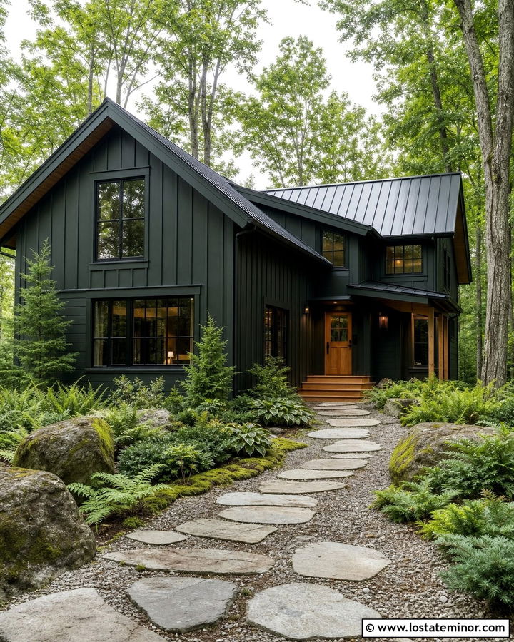 Forest Green House With Woodland Walkway - 30 Forest Green House Design With Walkway Ideas