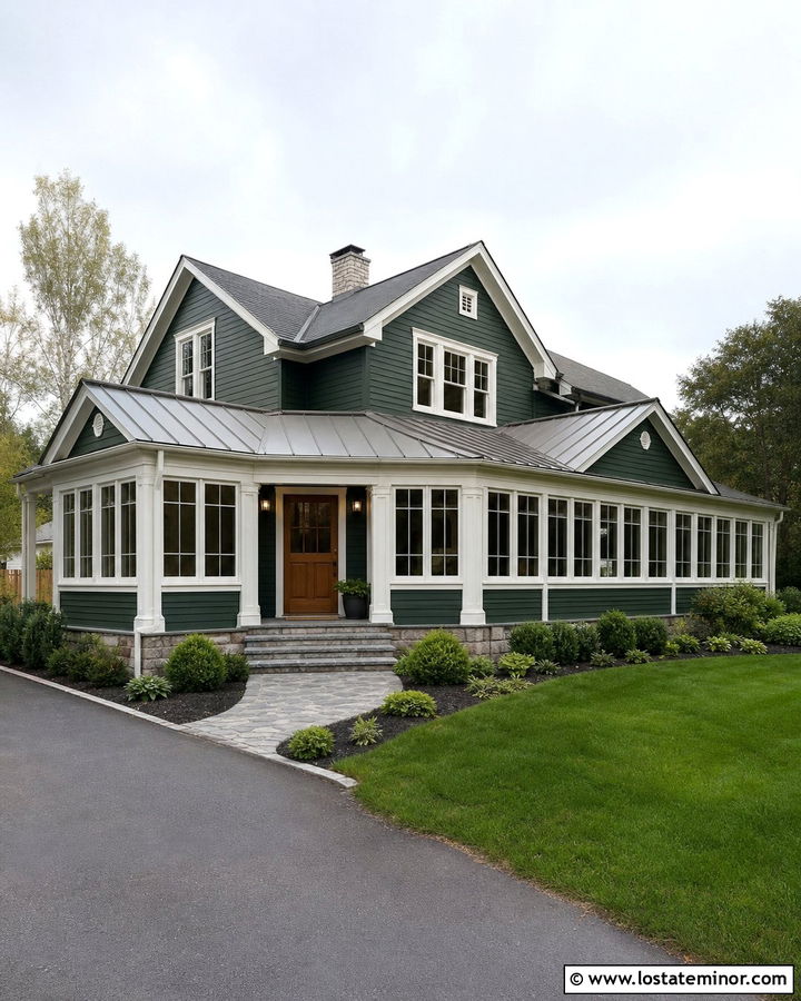 Forest Green House With Wraparound Sunroom - 30 Forest Green House Design With Sunroom Ideas