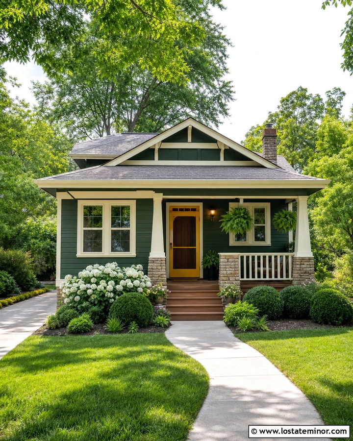 Forest Green House With Yellow Screen Door - 30 Forest Green House Design With Screen Door Ideas