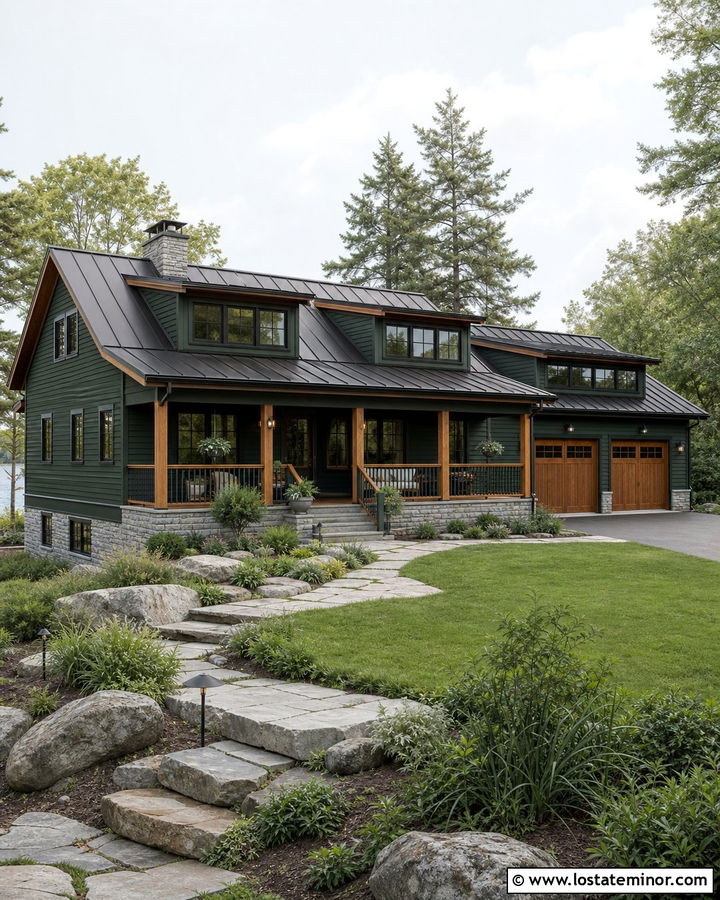 Forest Green Lake House With Bronze Dormers - 30 Forest Green House Design With Dormers Ideas