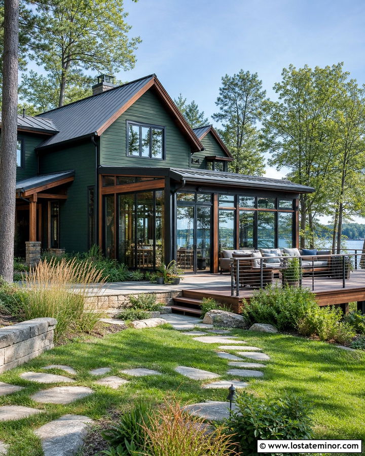Forest Green Lake House With Sunroom - 30 Forest Green House Design With Sunroom Ideas