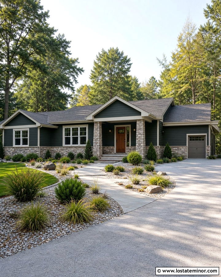 Forest Green Lap Siding With Stone - 30 Forest Green House Design With Siding Ideas