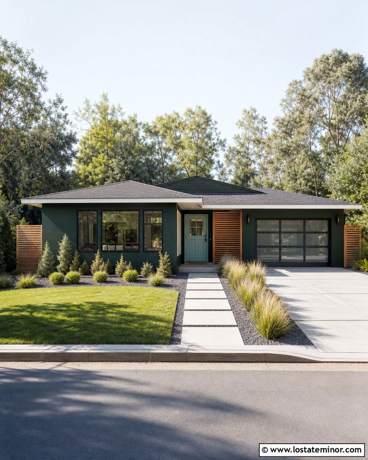 Forest Green Midcentury House With Teal Dutch Door - 30 Forest Green House Design With Dutch Door Ideas
