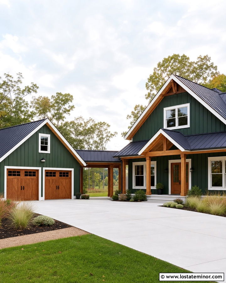 Forest Green Modern Farmhouse With Breezeway Carport - 30 Forest Green House Design With Carport Ideas
