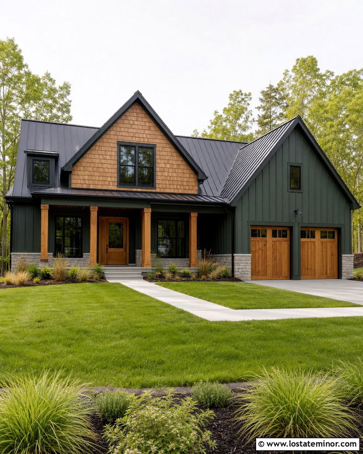 Forest Green Modern Farmhouse With Cedar Shake - 30 Forest Green House Design With Cedar Shake Ideas
