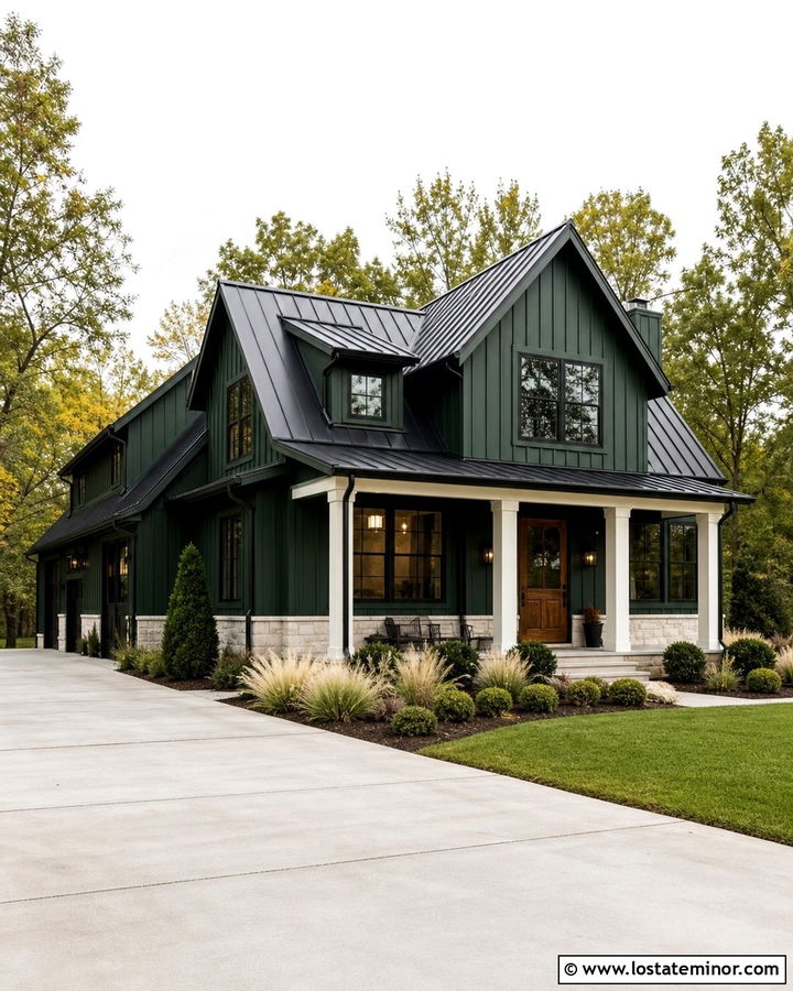 Forest Green Modern Farmhouse With Wood Dutch Door - 30 Forest Green House Design With Dutch Door Ideas