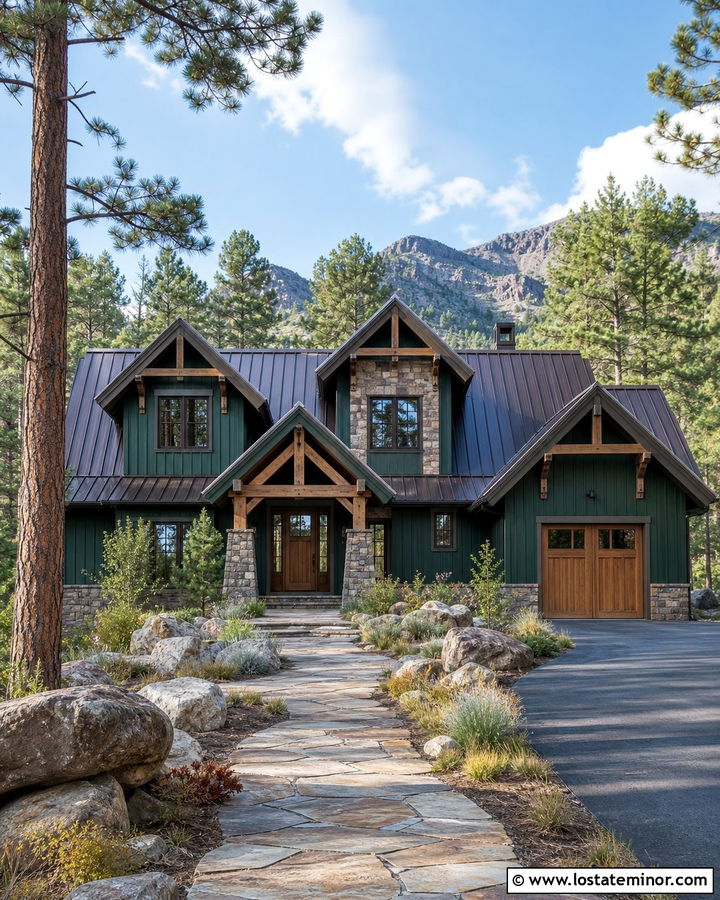 Forest Green Mountain House With Stone Dormers - 30 Forest Green House Design With Dormers Ideas