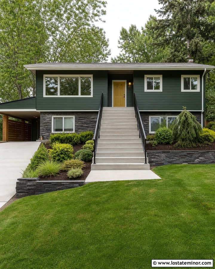 Forest Green Raised Ranch With Carport Storage Wall - 30 Forest Green House Design With Carport Ideas