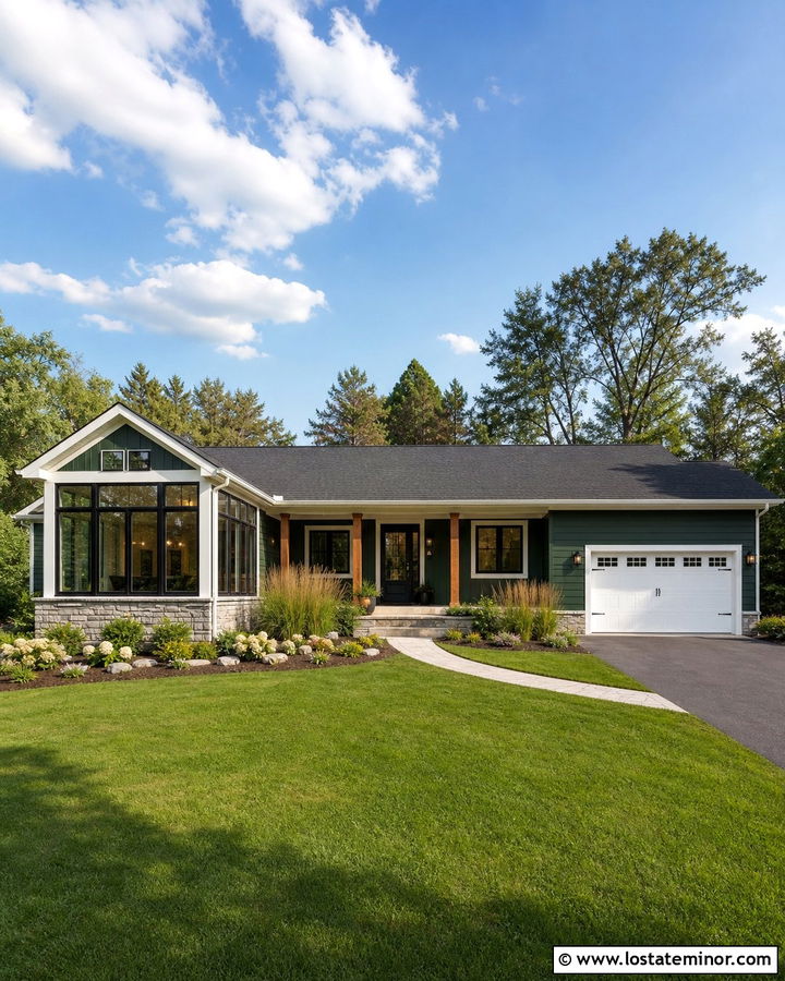 Forest Green Ranch House With Sunroom - 30 Forest Green House Design With Sunroom Ideas
