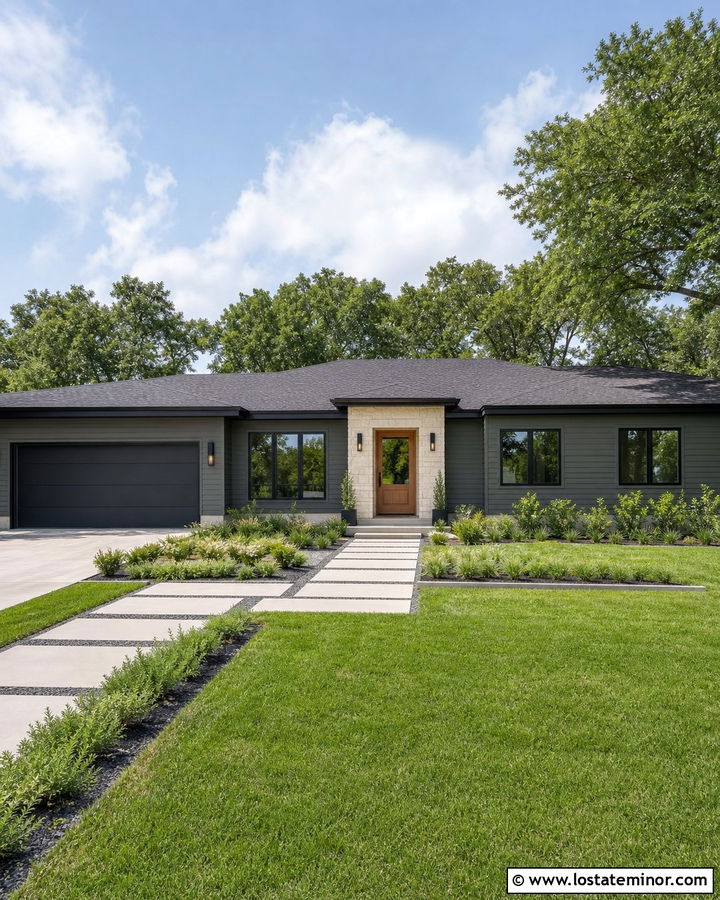 Forest Green Ranch With Black Casement Windows - 30 Forest Green House Design With Window Frames Ideas
