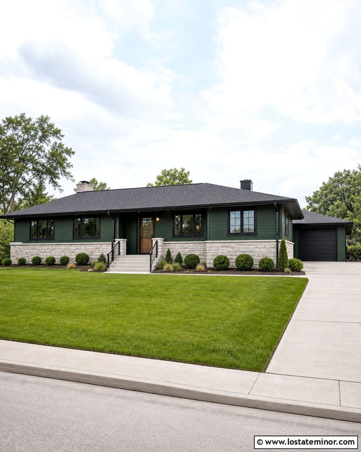 Forest Green Ranch With Black Screen Door - 30 Forest Green House Design With Screen Door Ideas