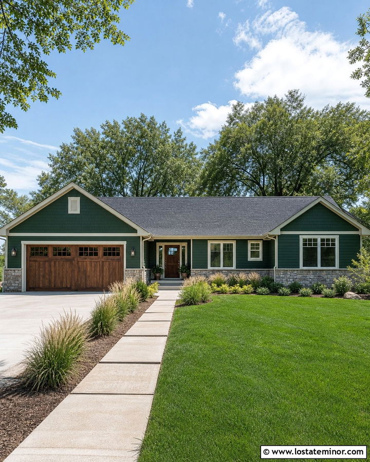 Forest Green Ranch With Dimensional Roof Shingles - 30 Forest Green House Design With Shingles Ideas