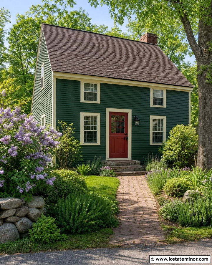 Forest Green Saltbox With Barn Red Dutch Door - 30 Forest Green House Design With Dutch Door Ideas